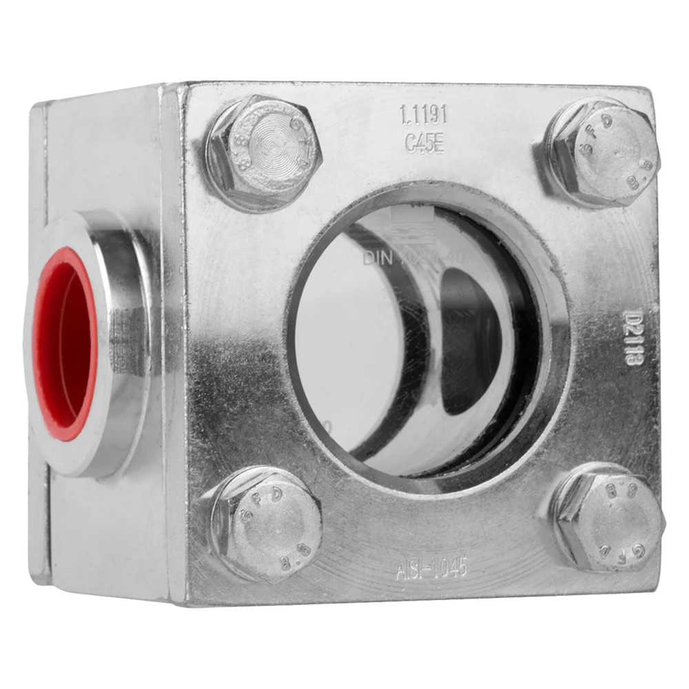 Стекло смотровое АДЛ CC03 1 1/4″ Ду32 Ру40 резьбовое корпус – углеродистая сталь, двустороннее