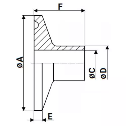 Штуцер CLAMP UC-31-W-64 Ду50 Ру10, корпус - нержавеющая сталь 304, присоединение - под приварку
