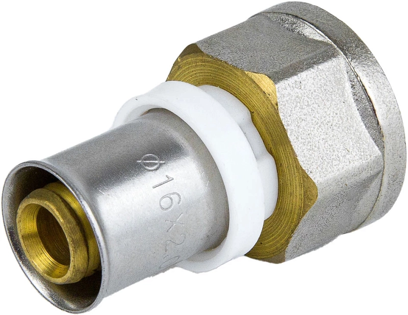 Муфта Aquasfera 8002 Дн32х1 1/4″ Ру16 пресс-внутренняя резьба, для металлопластиковых труб, латунь